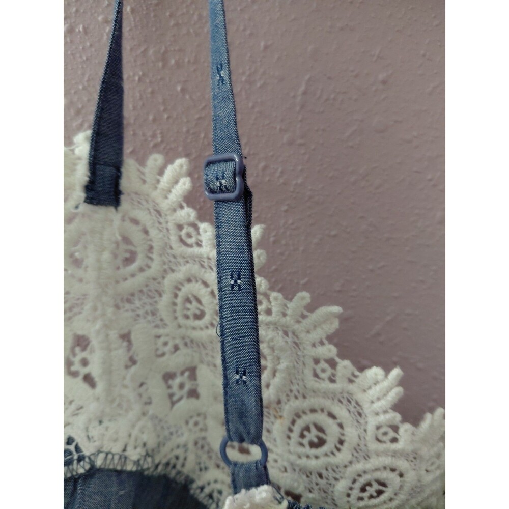 Sundance Chambray Lace Trim Adjustable Straps Tank Top Size Large - Picture 5 of 11